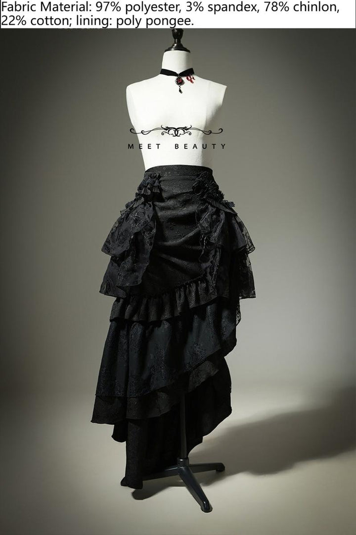 Lingxi Lolita~Lord of the Night~Gothic Lolita Skirt Suit Mermaid Skirt and Fishbone Bodice (2XL F L M S XL XS) 42159:730315