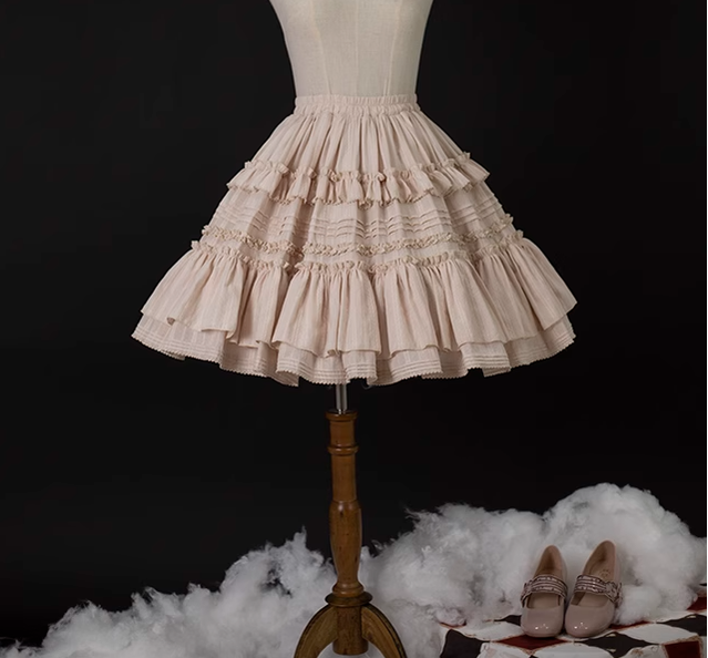 Mumu~Mini Lilac~Elegant Lolita Split Type Dress Multicolors S beige skirt 