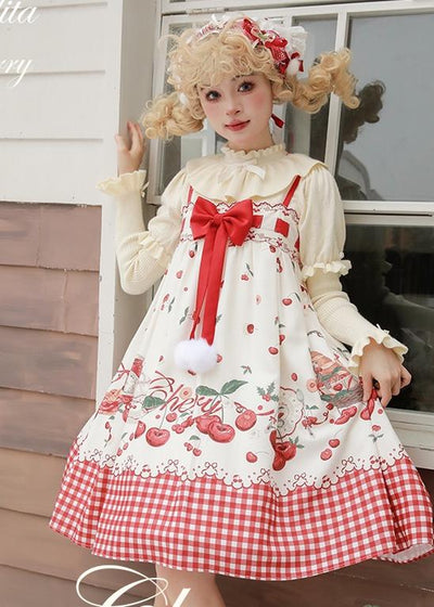 Flower and Pearl Box~Cherry~Christmas Winter Lolita OP Dress   