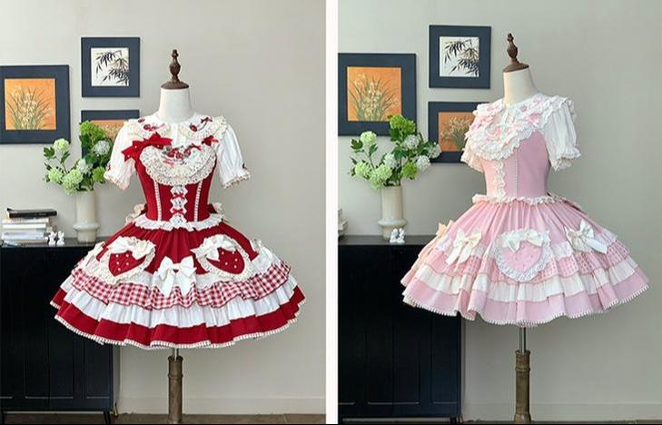 Sweet Lolita Jacquard Blouse, Strawberry Embroidery Collar 45673:858130