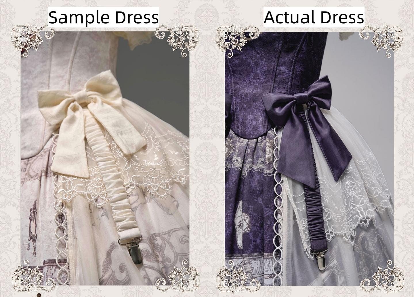 Clockwork Doll - Gothic Lolita Printed Dress, Lace & Bows 45186:839427