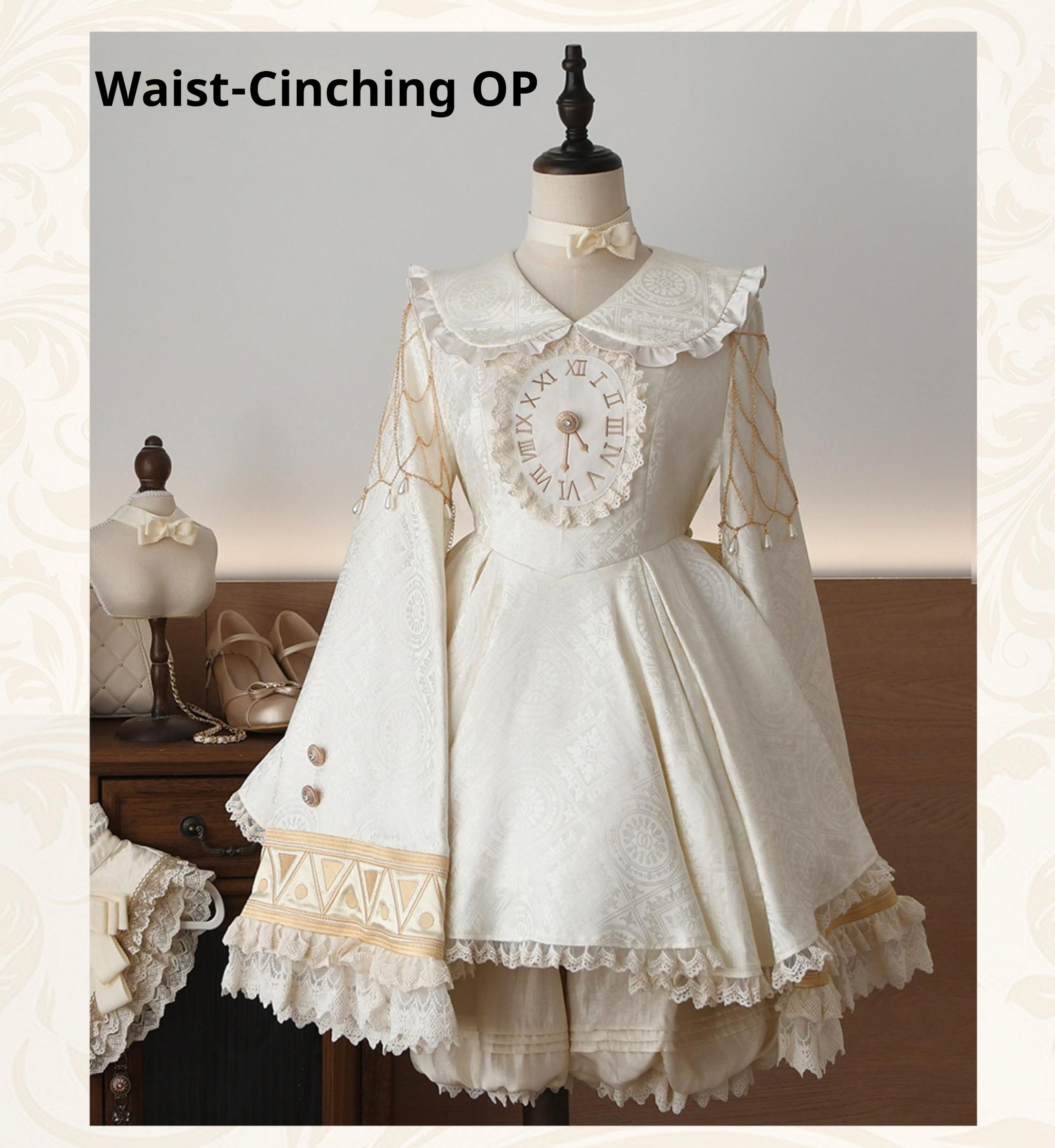 LizBird~Reincarnation of Time~Elegant Lolita OP Set with Waist-Cinching and A-Line Styles