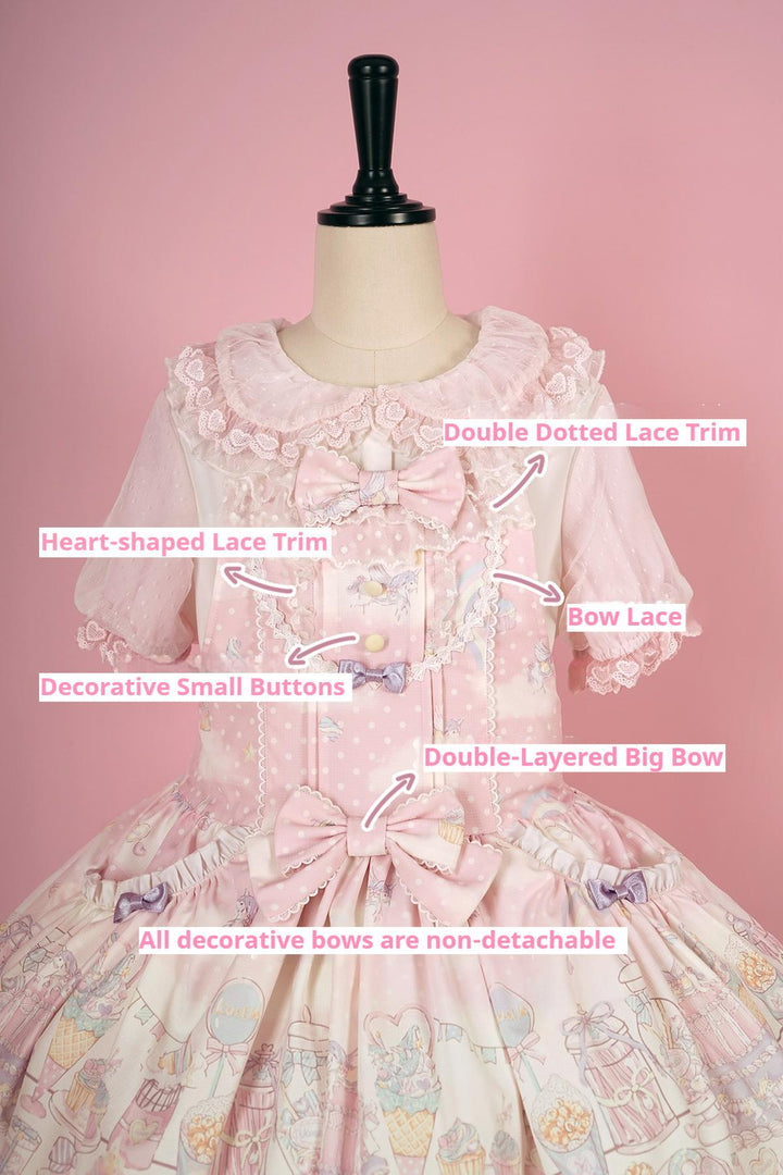 Vcastle~Unicorn Sugar Party~Kawaii Lolita Salopette Suit with Unicorn Hood 42110:738718