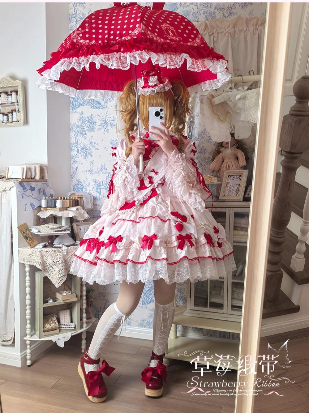 Strawberry Ribbon - Sweet Lolita Wedding Dress, Side Opening 44910:827509