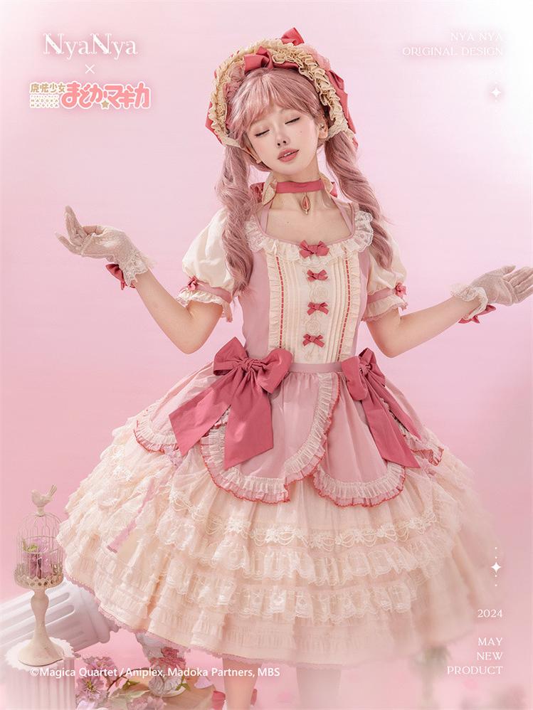 NyaNya~IP Collab Lolita Dress Madoka Kaname Homura Akemi Lolita OP dress XL Madoka Kaname Set 