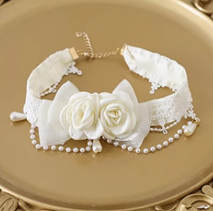 Xiaogui~Elegant Lolita Lace Camellia Necklace   