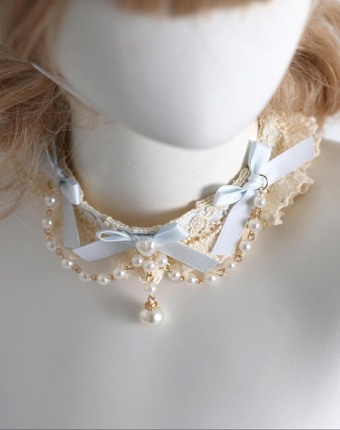 Little Butterfly - Sweet Lolita Headdress Set, Lace & Bows Choker