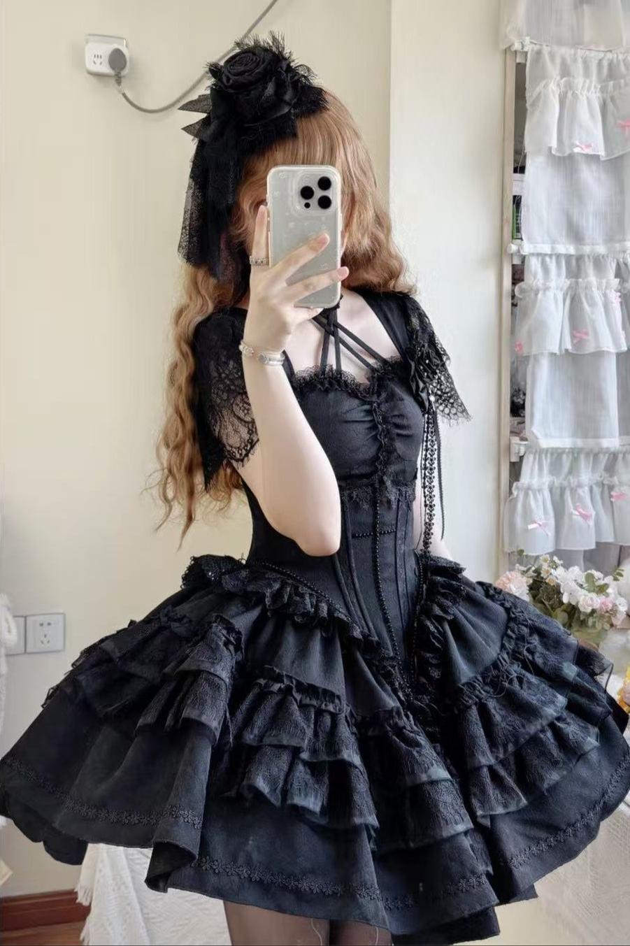 The Original Witch - Thorny Moon - Gothic Lolita SK & Halter Neck Top 44211:798924