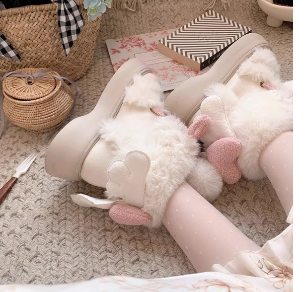 Sheep Puff - Fluffy Qubi - Winter Lolita Shoes Sweet Warm Snow Boots with Plush