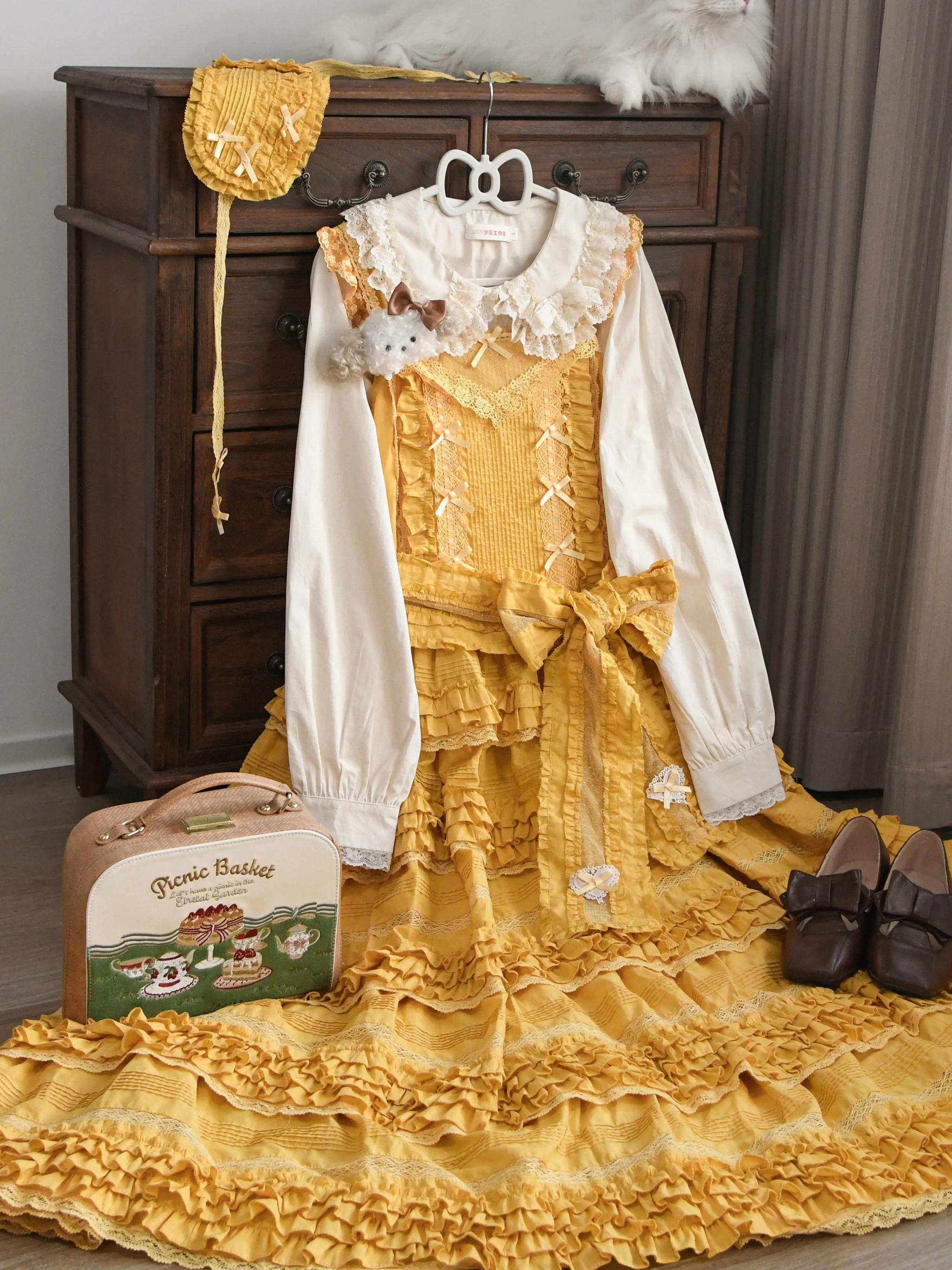 MIST~Half Sugar Milk Cake~Kawaii Lolita Blouse Peter-pan Collar and Puffy Sleeve Shirt 40540:670890