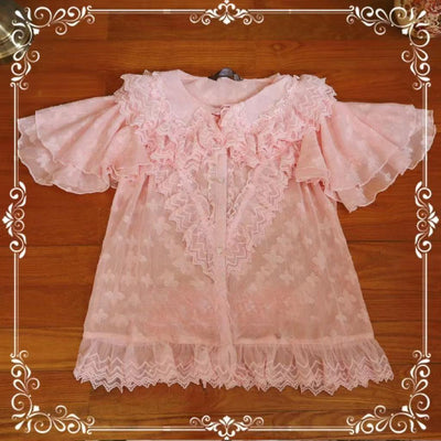 AA Lolita~Castle Tower 2~Sweet Lolita Shirt Chiffon Lolita Blouse Pink L 