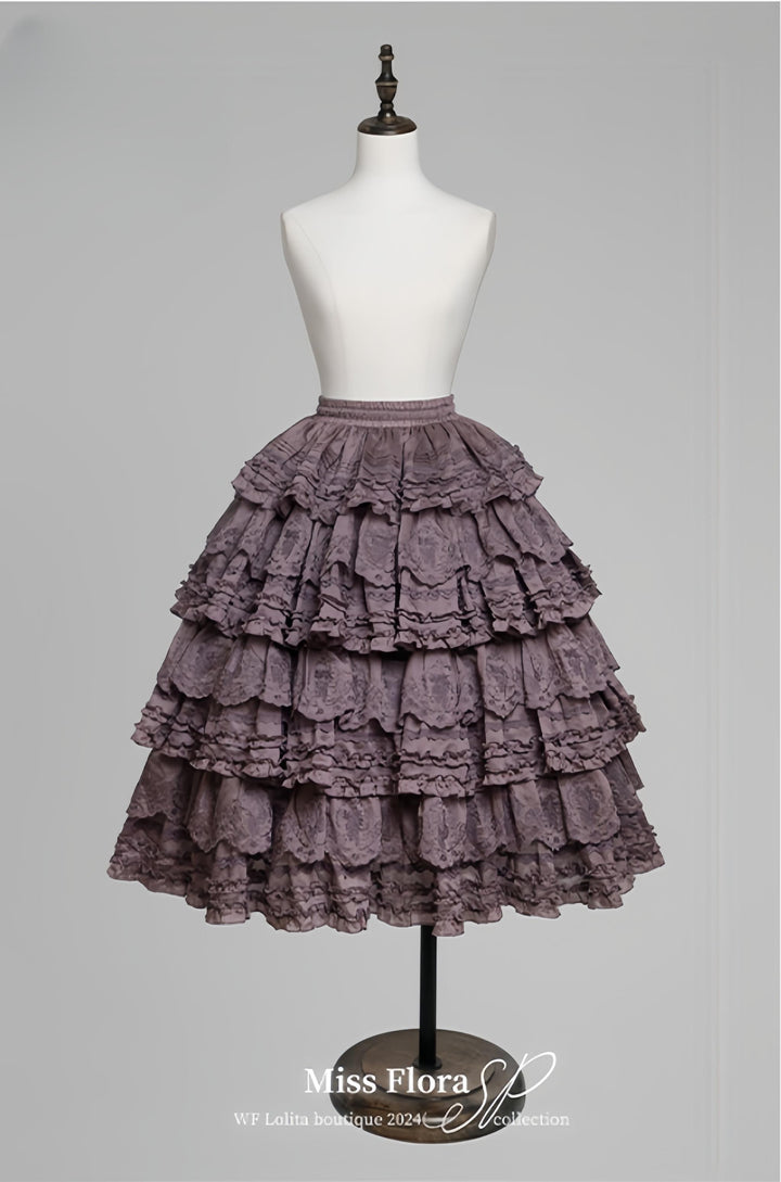 MEEKWIND~Miss Flora~Elegant Lolita Bodice Suit Tiered Skirt Purple S Skirt