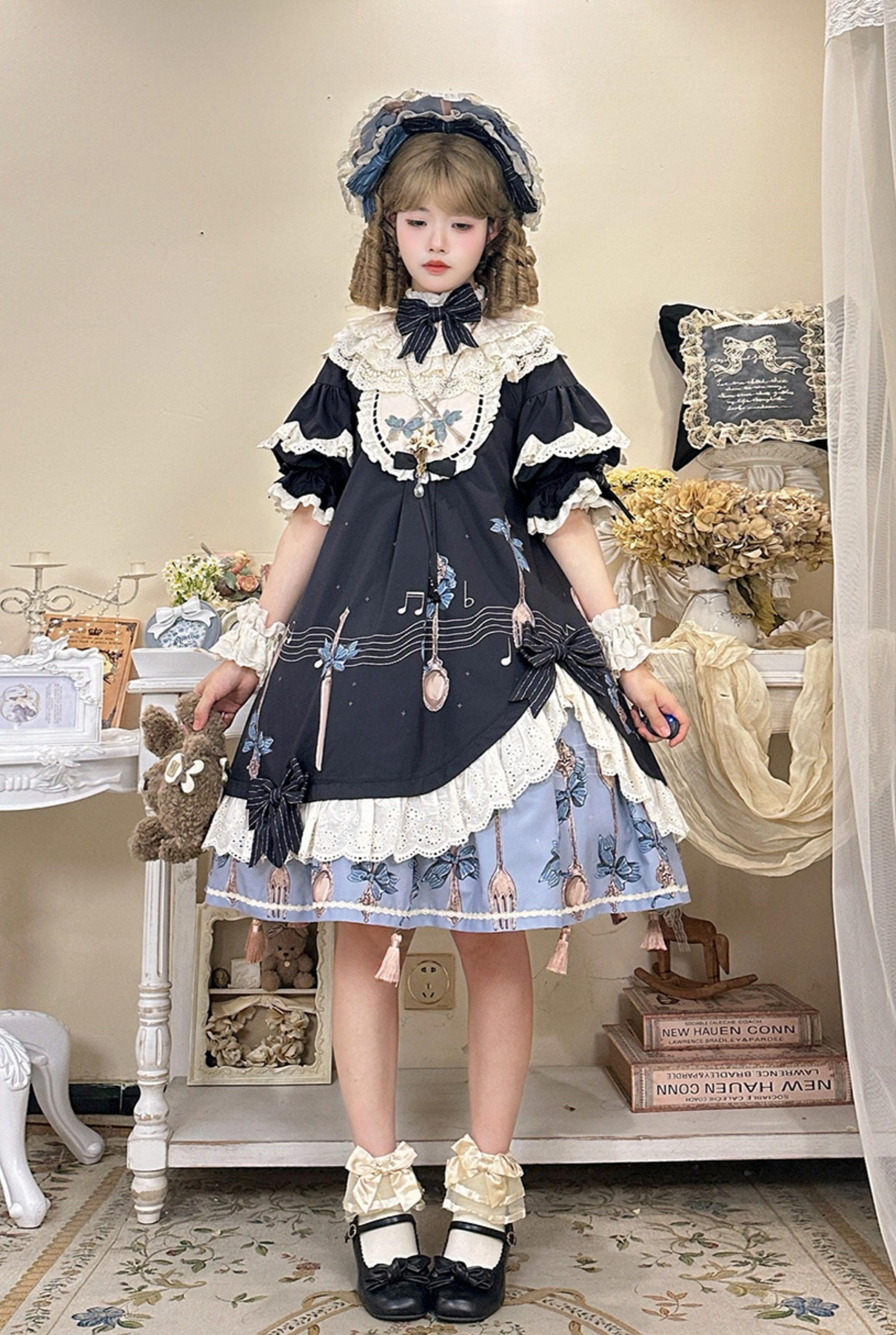 Witch's Banquet - Printed Doll-like Sweet Lolita OP, Apron-like Front 44634:816913