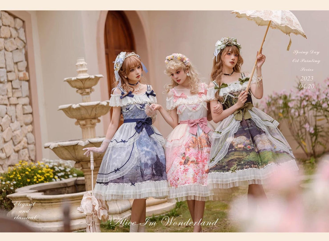 (BFM)Alice In Wonderland~Vintage Elegant Lolita JSK Dress Palace Style Summer Dress   