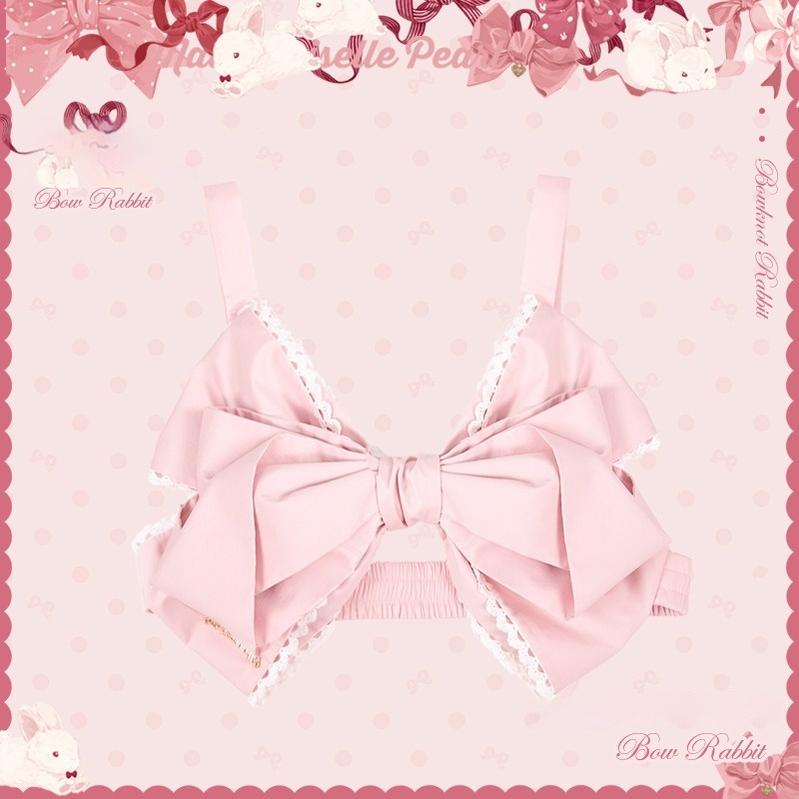 Mademoiselle Pearl~Bow Bunny~IP Collab Sweet Lolita OP Dress Bow JSK OP XS Big Bow Strap Top 