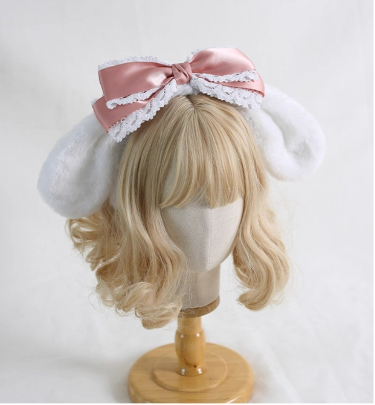 Kawaii Lolita Cinnamoroll Plush Handmade Hairband Korean soft pink
