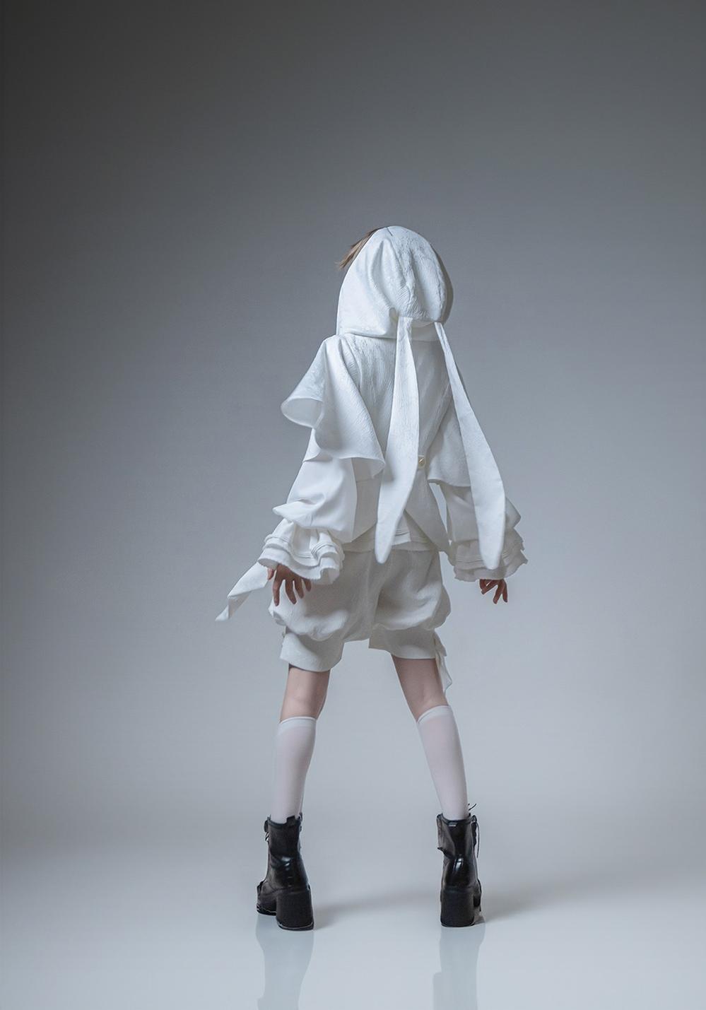 Princess Chronicles - Rabbit Hunting White Moonlight - Handsome Ouji Lolita Coat Rabbit Ears Pants Set