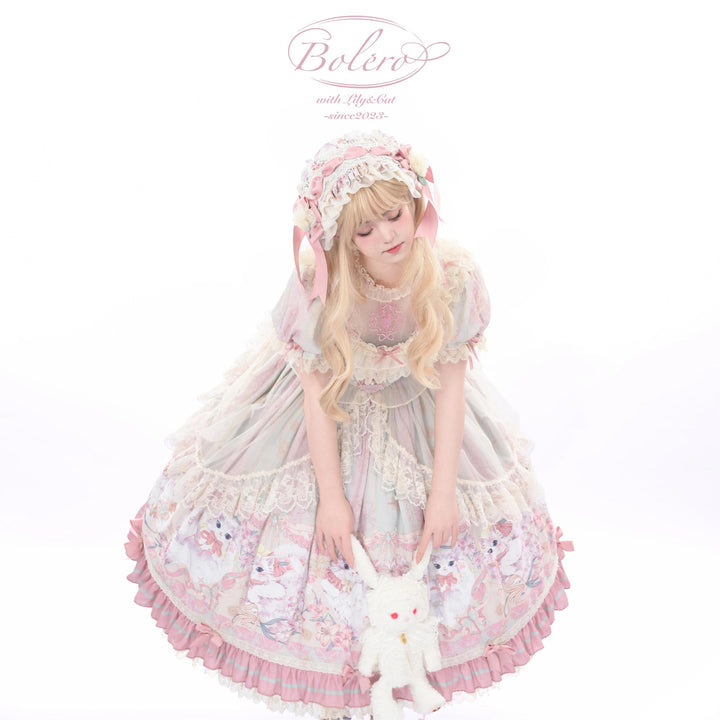 Bolero~Liliana Cat~Sweet Lolita Gorgeous OP Dress with Soft Lace & Organza