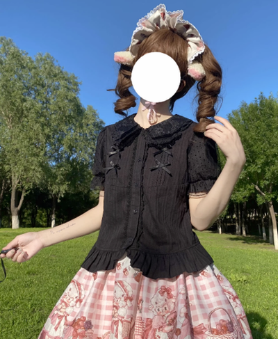 3 Puppets~Butterfly~Kawaii Lolita Short Sleeve Blouse   