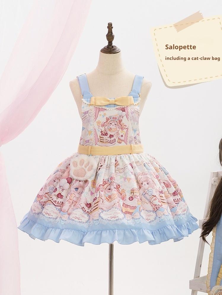 Mewroco~Sweet Lolita Salopette Daily Cute Lolita Dress S Cat Salopette only 