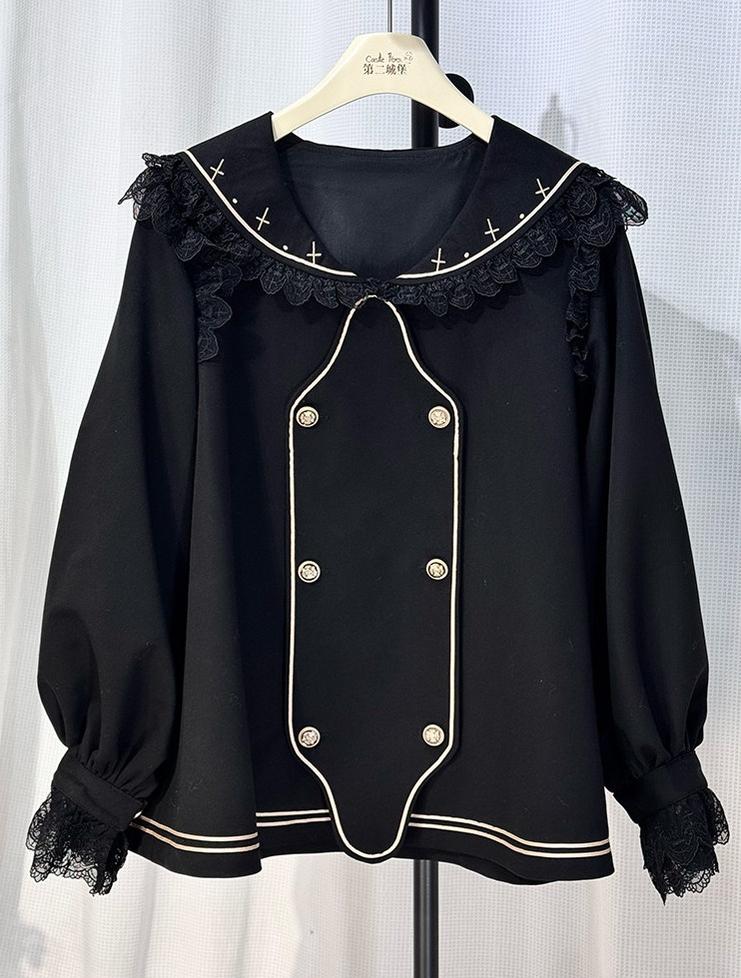 Angel & Devil - Button Closure Ouji Lolita Cape Set, Cross Embroidery