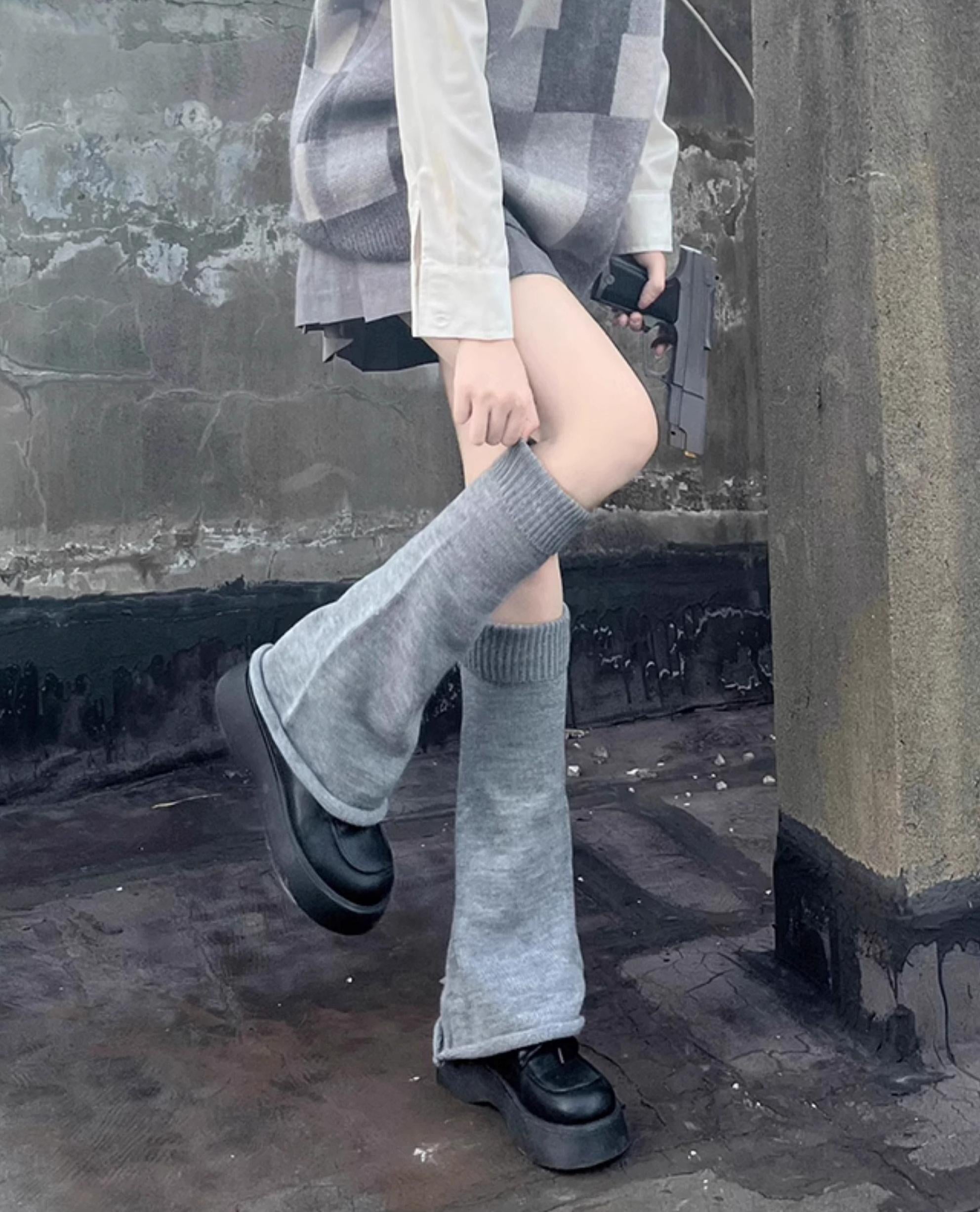 Hua Nai Cat - Winter Lolita Knit Leg Warmer Mid-Calf Socks