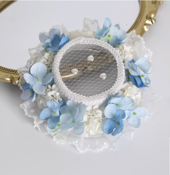 Xiaogui~Elegant Lolita Tea Party Multicolor Hat blue white  