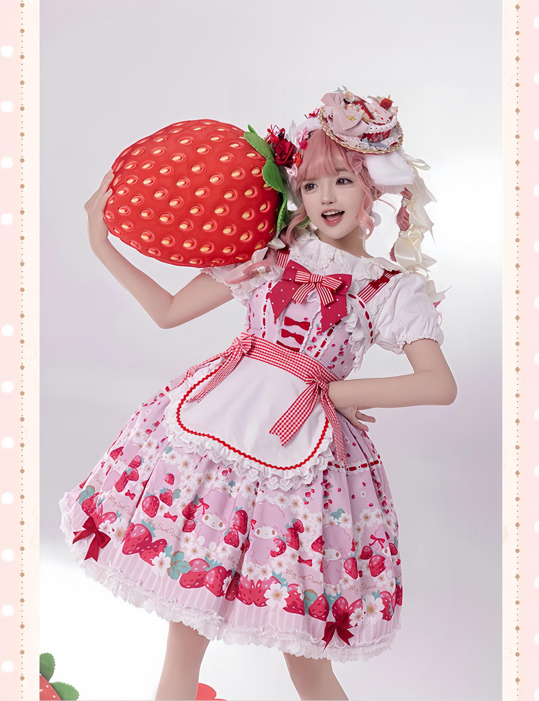 Confession Balloon~Strawberry Beloved~Sweet Lolita JSK Strawberry Print Lolita Dress 40950:694360