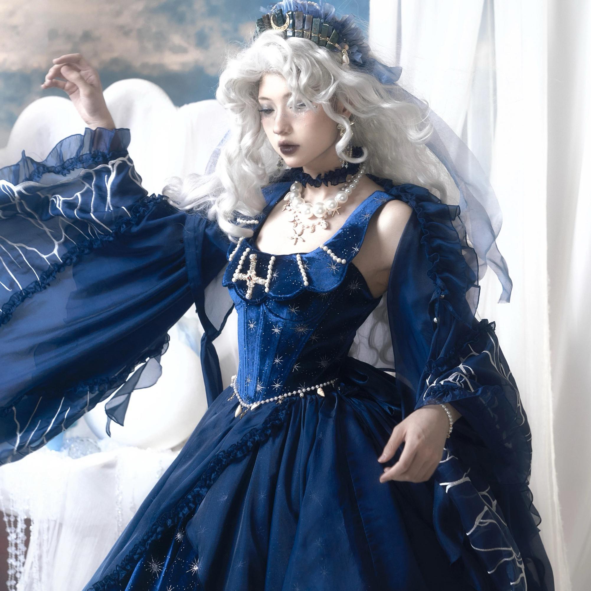 Atlantis - Gorgerous Classic Lolita Star Velvet JSK & Corset Skirt Set 45514:852525