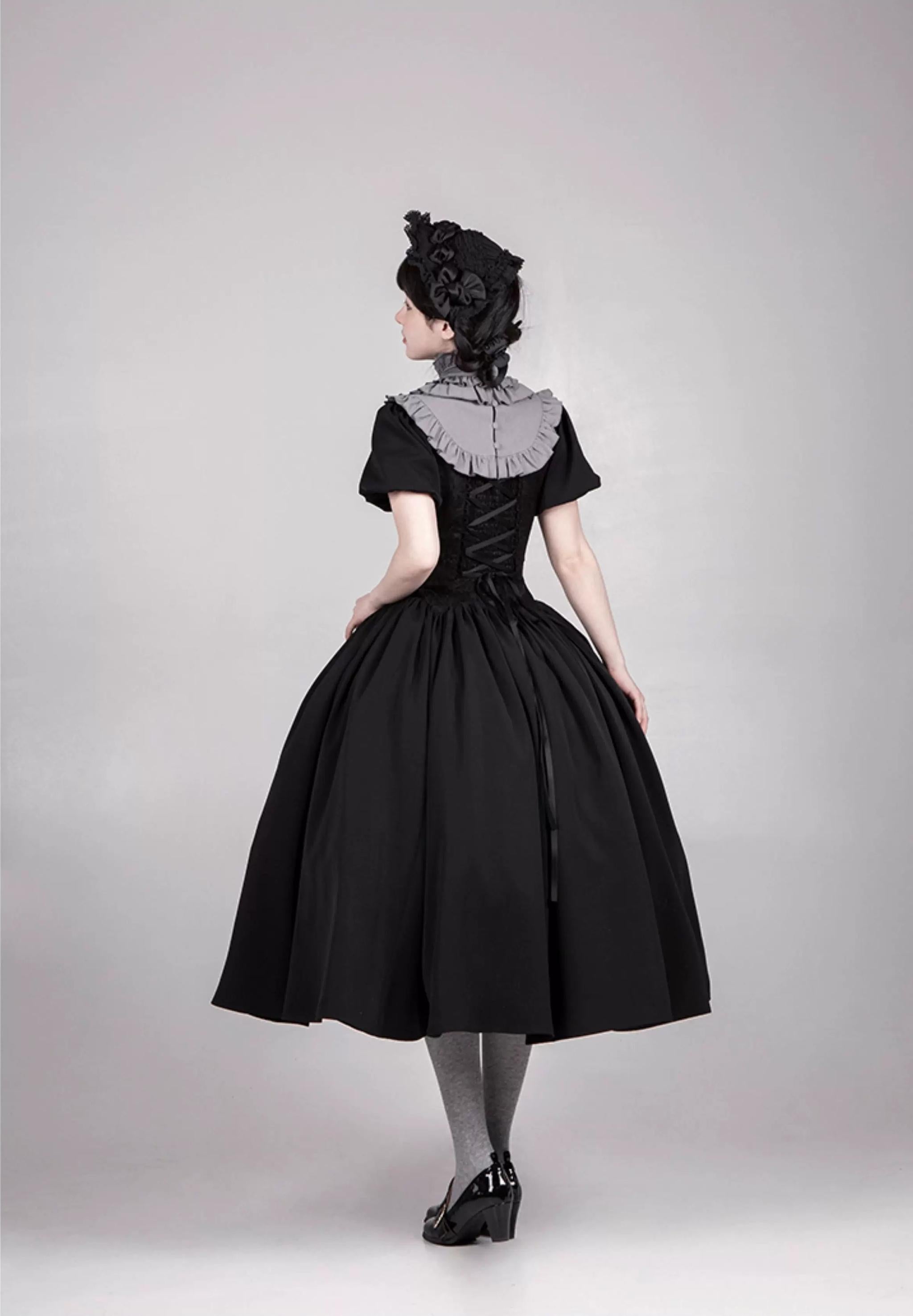 Old Covenant - Classic Lolita Jacquard OP Dress, Petal-Shaped Boned Waist