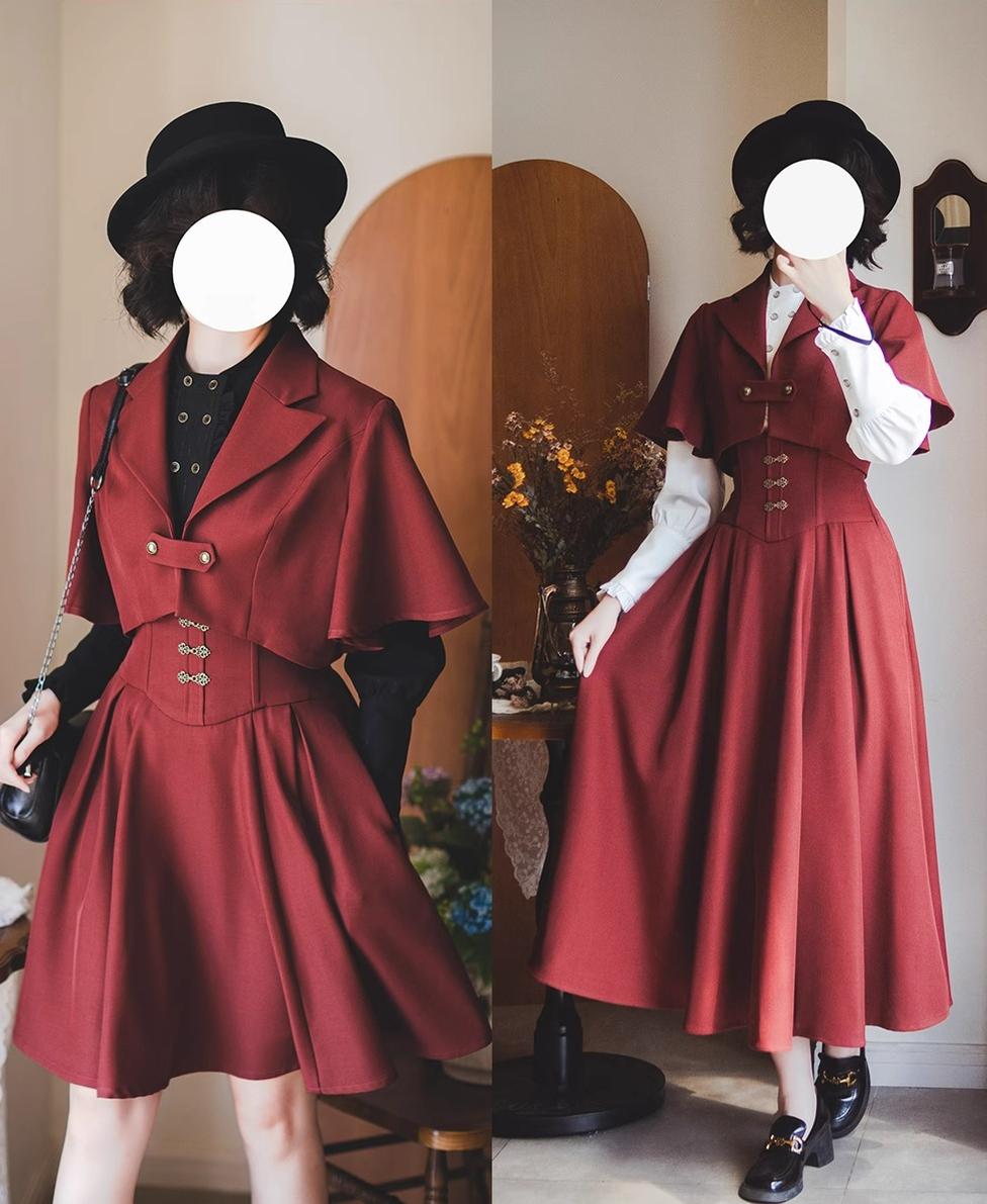 Forest Wardrobe - Vintage Lolita Fishbone Halter SK, Autumn Jacket 39620:634372
