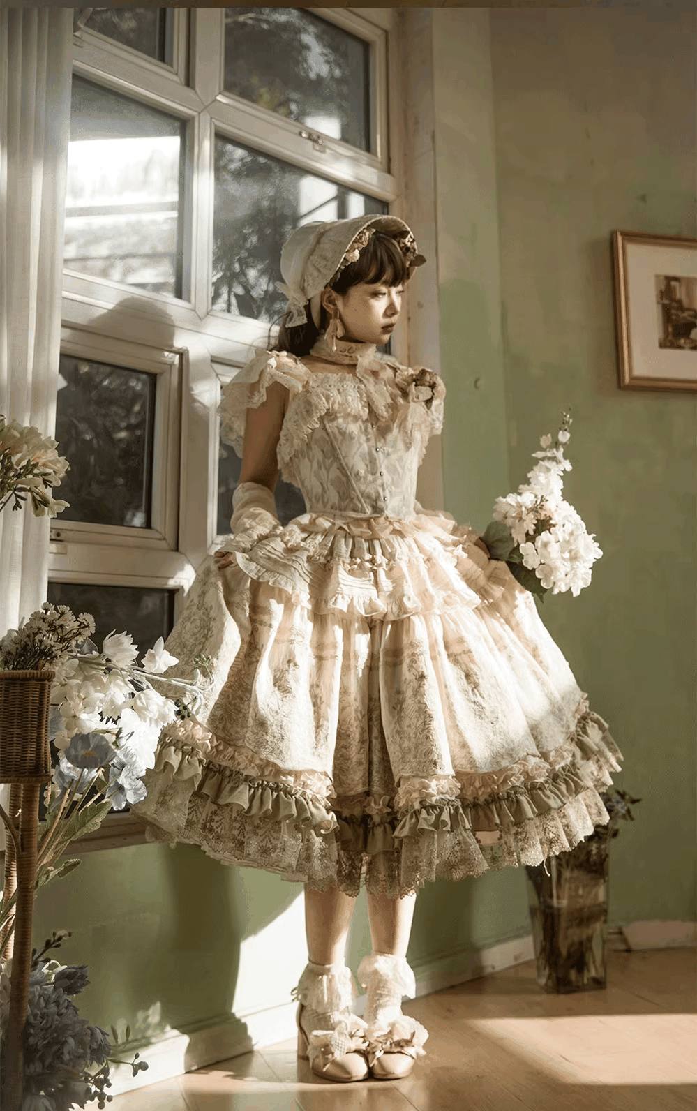 ZJstory~14-line Poem Set~Classic Lolita Separate Dress Set Tiered Ruffles Skirt 40728:674704