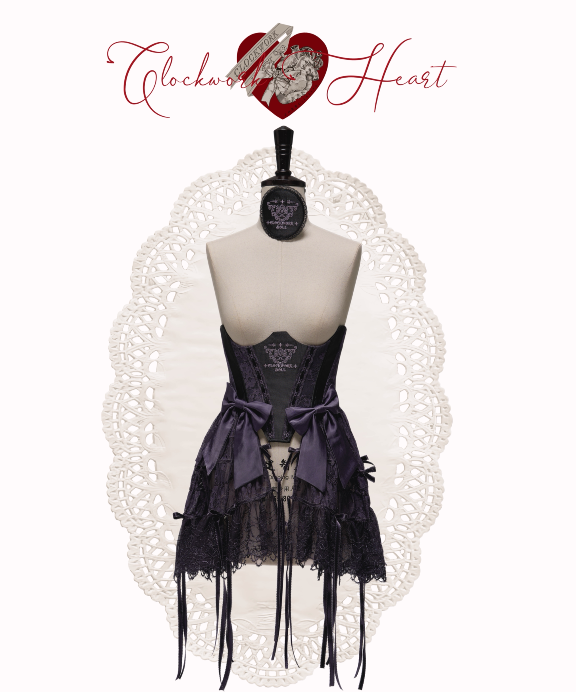 Clockwork Doll - Gothic Lolita Printed Dress, Lace & Bows (0 1 L M S XL) 45186:839343