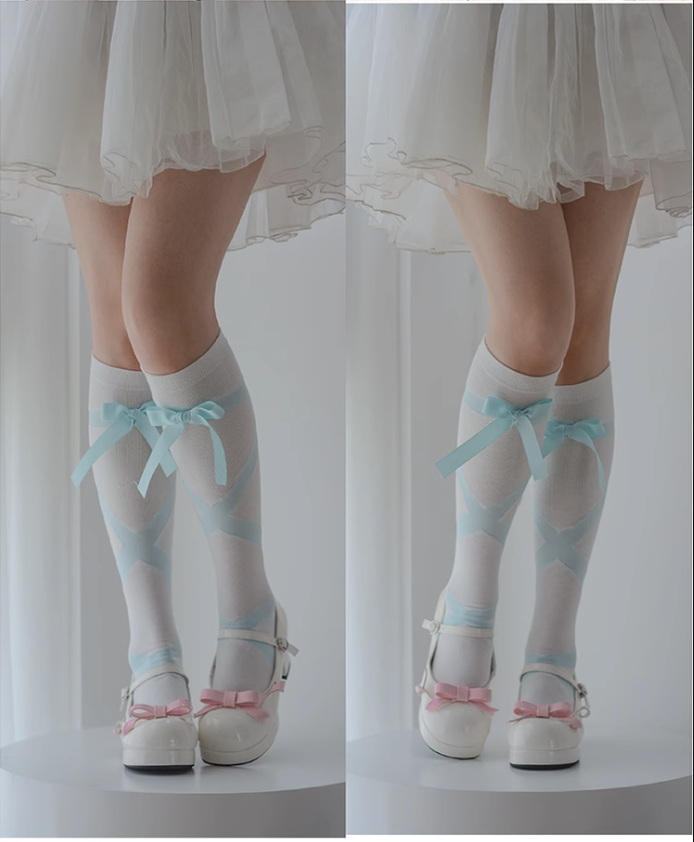 Roji roji~Uniform Cotton Lolita Autumn Calf Socks   