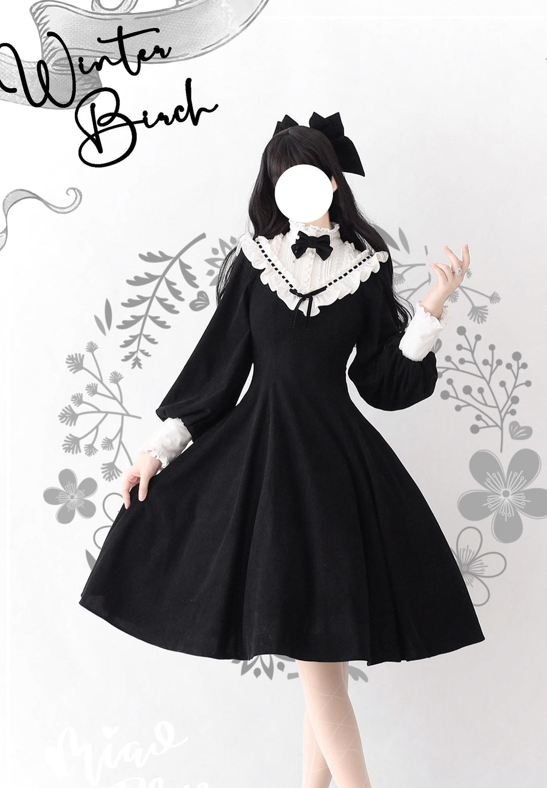 (BFM)Miaoplus~Winter Birch Forest~Elegant Lolita OP Dress Corduroy Long Sleeve Winter Dress