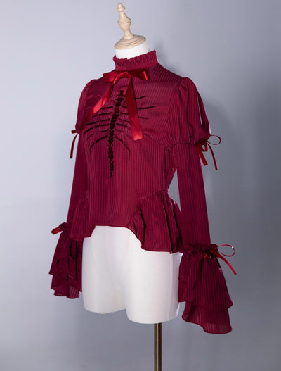 ZJstory~Gothic Nun Lolita OP Dress Lily Embroidery JSK S Blood Red Innerwear 