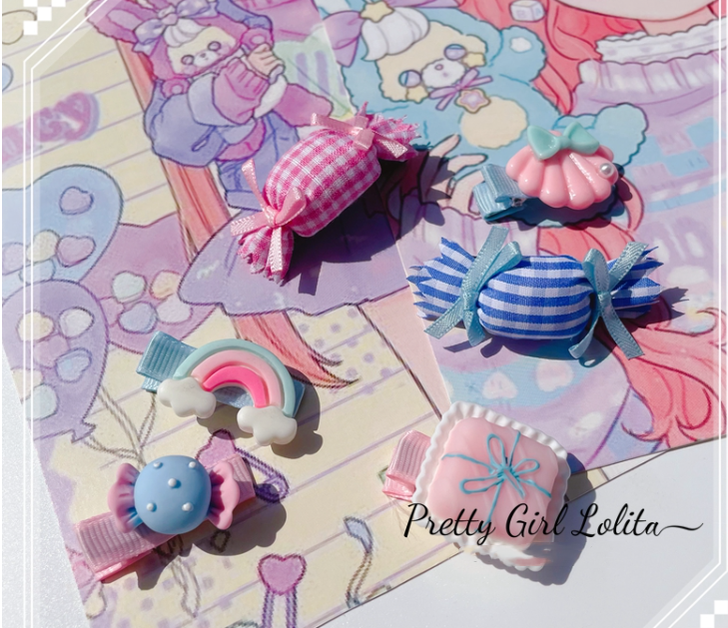 Pretty Girl Lolita - Sweet Lolita Pink-blue Accessories six hair pins