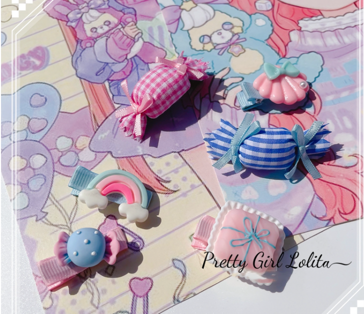 Pretty Girl Lolita~Sweet Lolita Pink-blue Accessories six hair pins  