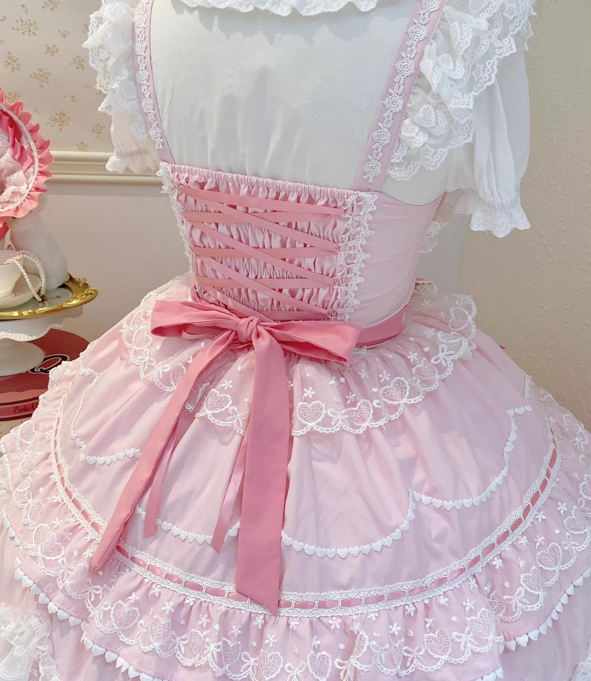 Fondant Cake - Summer Sweet Lolita JSK Dress, Tiered Ruffles and Bows