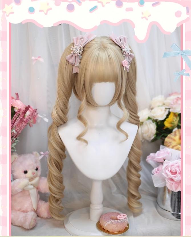 Dalao Home~Daily Lolita Wig with Roman Roll Twins Tails Multi Color