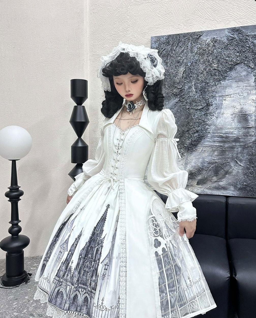 Susin Lolita~Night Traveler~Gothic Lolita Skirt Outfit Long Coat Shirt and Bustier 42118:727522