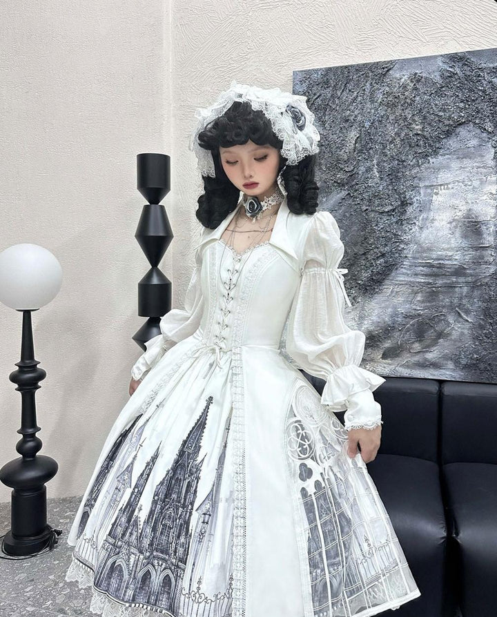 Susin Lolita~Night Traveler~Gothic Lolita Skirt Long Coat Long-Sleeved Shirt and Bustier