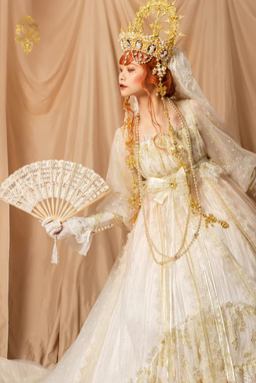 Quaint Lass~Gorgeous Wedding Lolita Flower Trailing Dress   