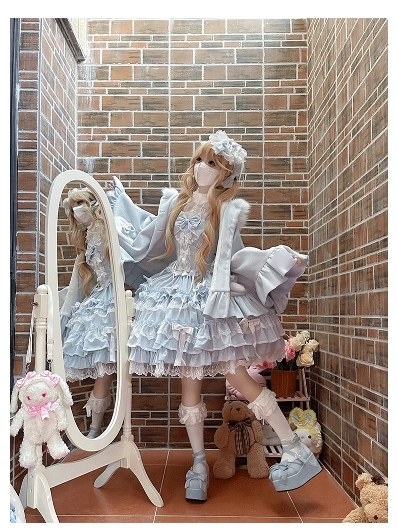 ZhiJinYuan~Winter Kawaii Lolita Cape with Bunny Ear Hood