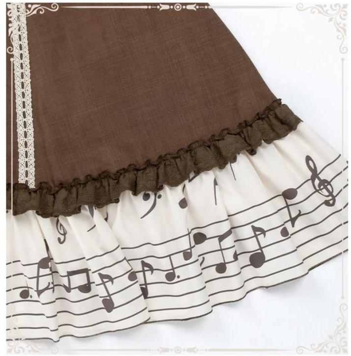 Solo Moment - Classic Lolita JSK & Blouse Dress Set, Piano Keys Print 45940:869062