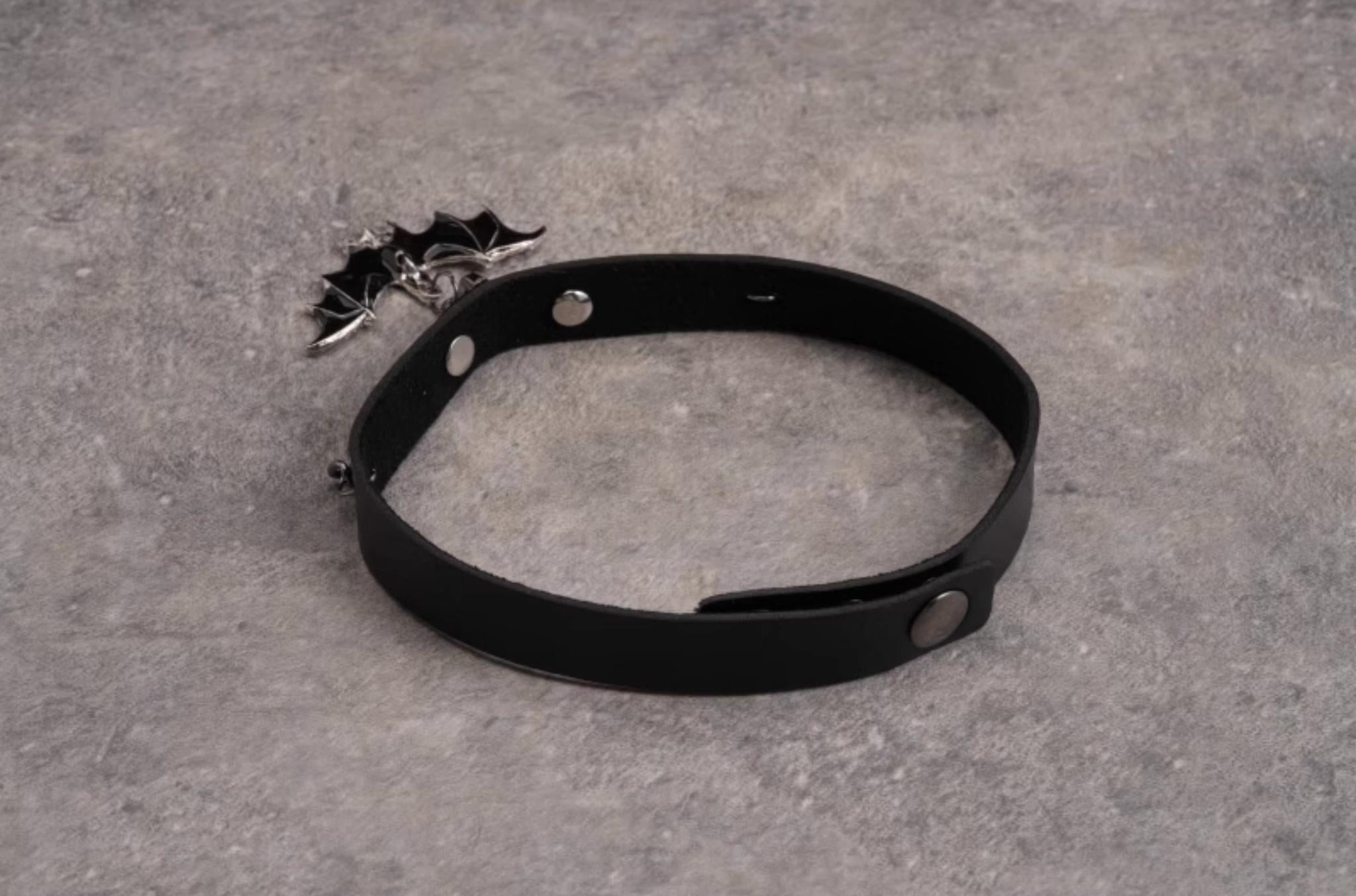 Strange Sugar - Gothic Lolita Choker Bat Pendant Faux Leather Necklace