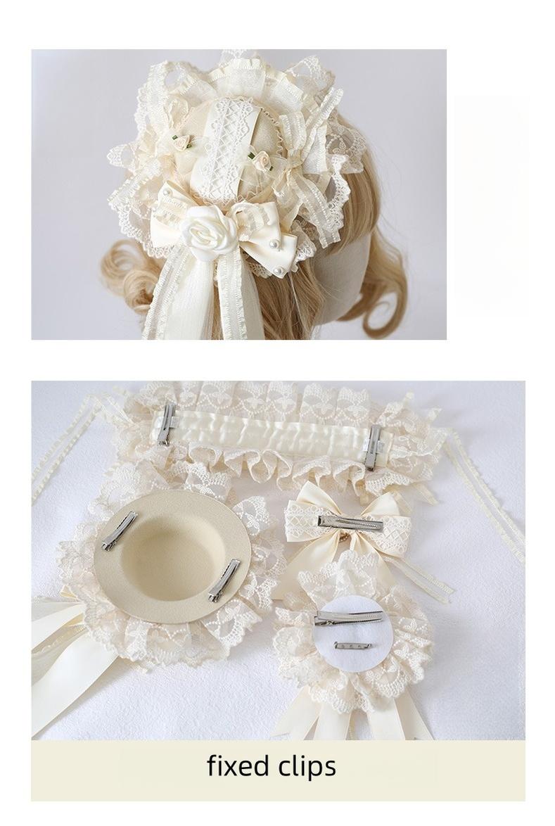 Xiaogui - Lace Lolita Headdress Set With Bow/Ruffle Details
