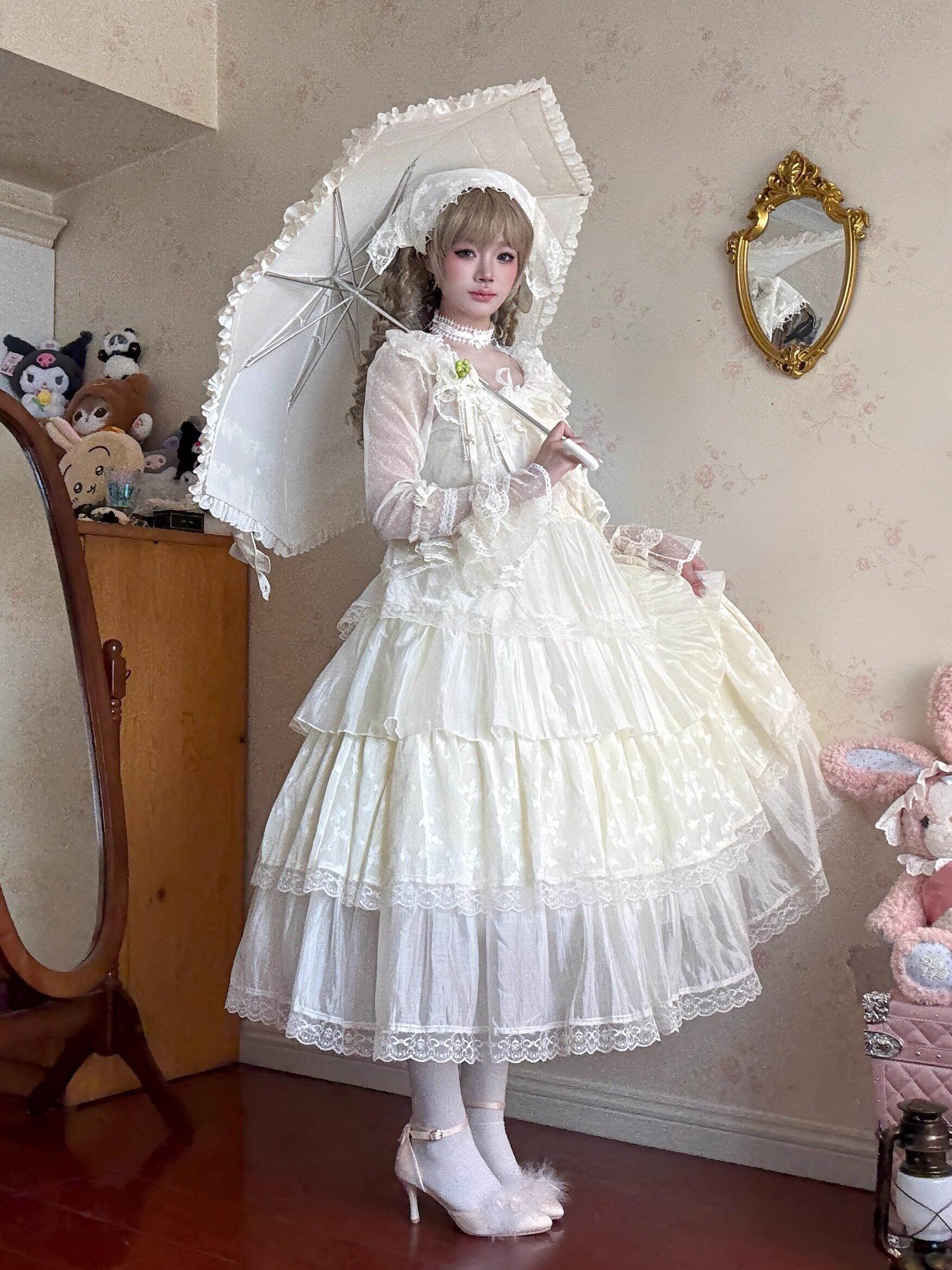 Classic Lolita Foldable Sunscreen Parasol with Ruffles