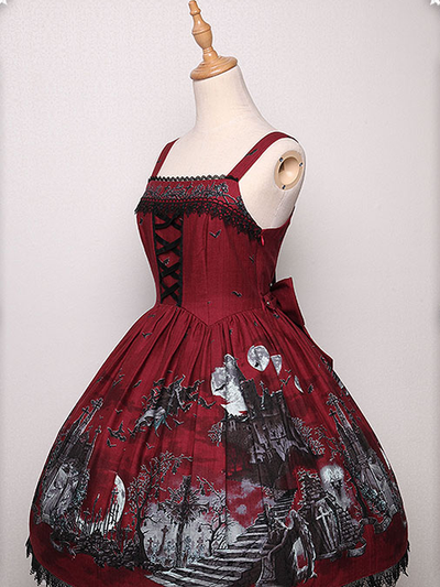 Krad Lanrete~Gothic Lolita JSK Bat Print Multicolors   