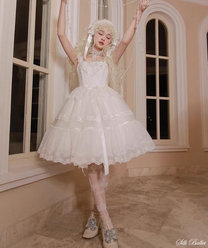 Mademoiselle Pearl~Silk Ballet~Wedding Lolita JSK Dress Princess Ballet Dress   